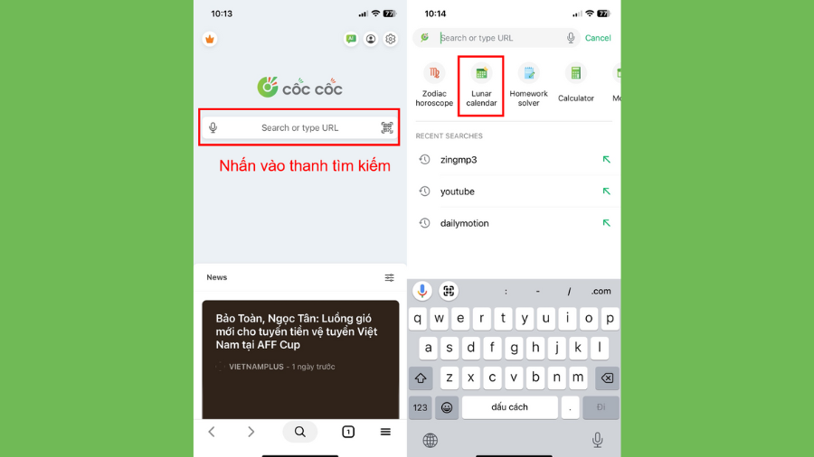 Xem lich am tren Coc Coc bang dien thoai Xem lich am tren Coc Coc bang dien thoai
