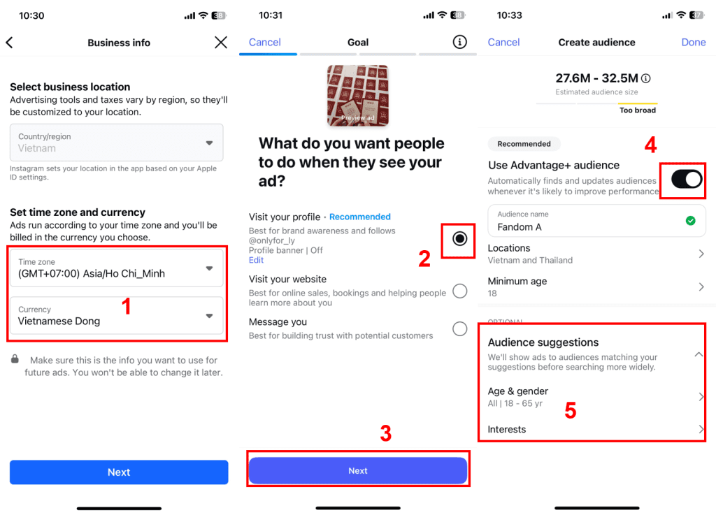 cài đặt campaign quảng cáo