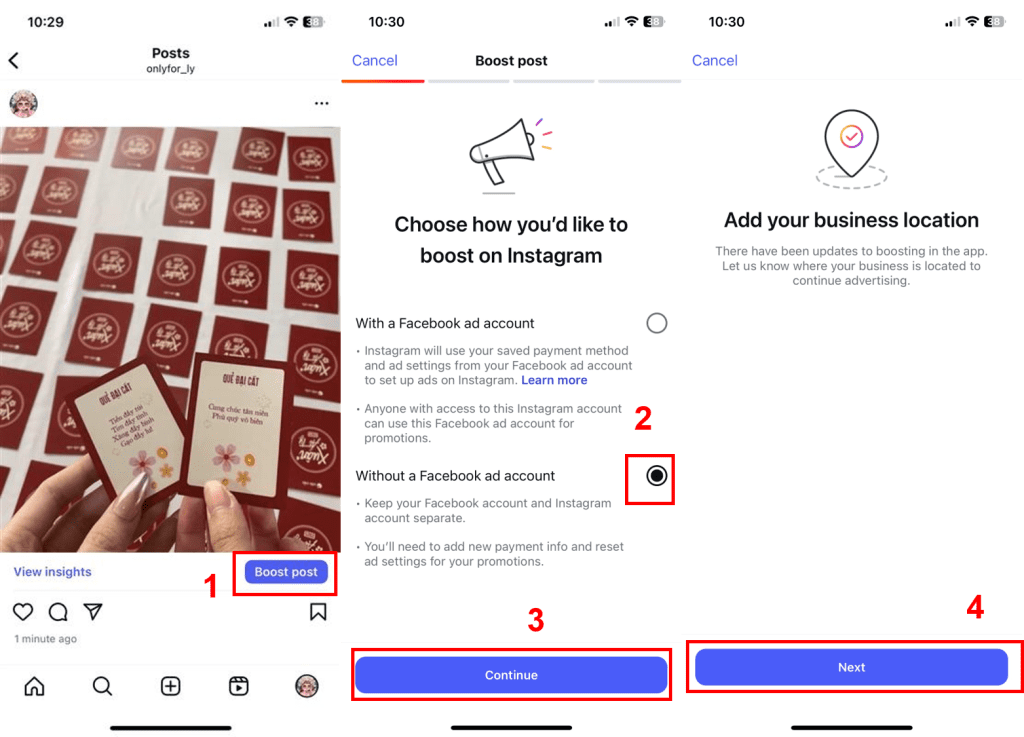 quảng cáo post instagram