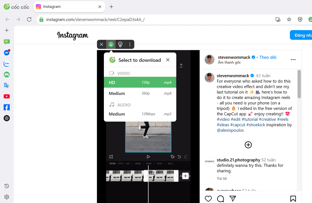 tải video reel máy tính tải video reel máy tính