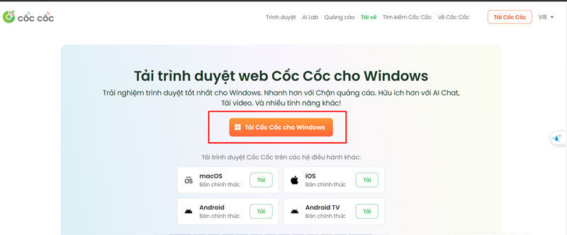 buoc cai dat va mo trinh duyet coc coc tren may tinh