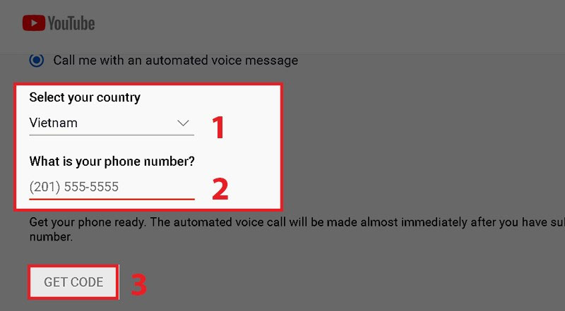 buoc nhan ma xac minh tu youtube