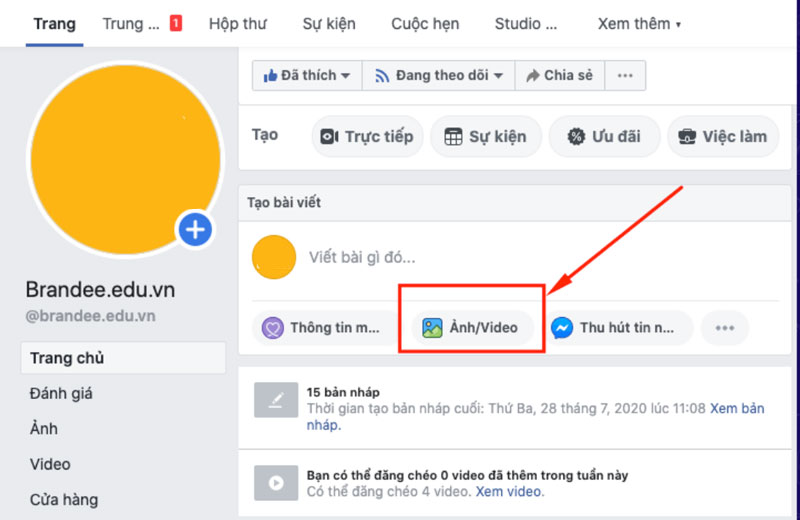 b buoc tai bai viet co video hoac anh