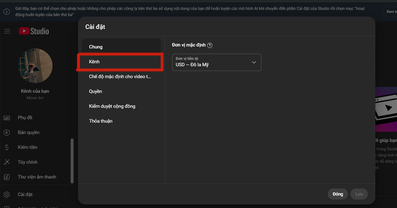 buoc mo phan cai dat kenh