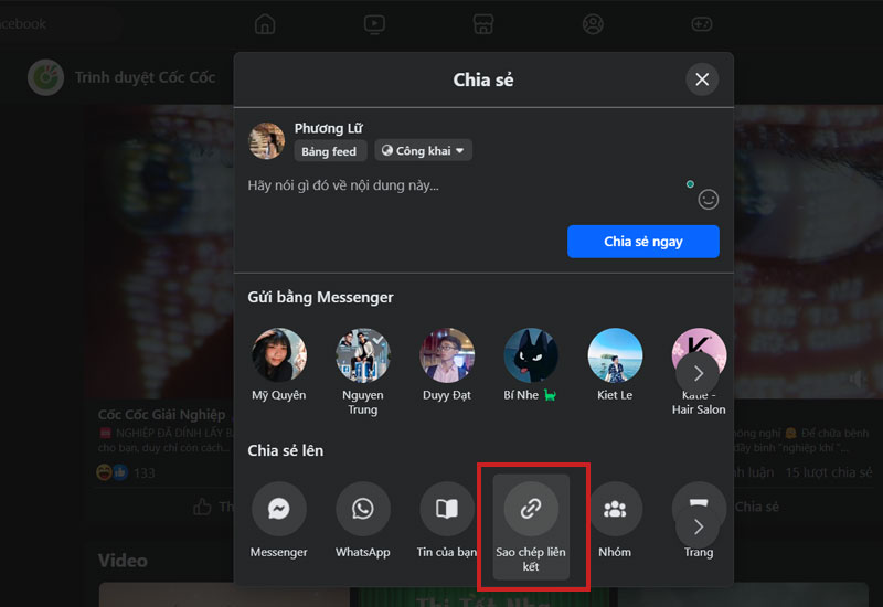 sao chep lien ket cua video facebook ma ban muon tai nhan vao chia se sao chep lien ket