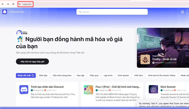 6-buoc-1-truy-cap-vao-trang-web-coze-com buoc truy cap vao trang web coze com