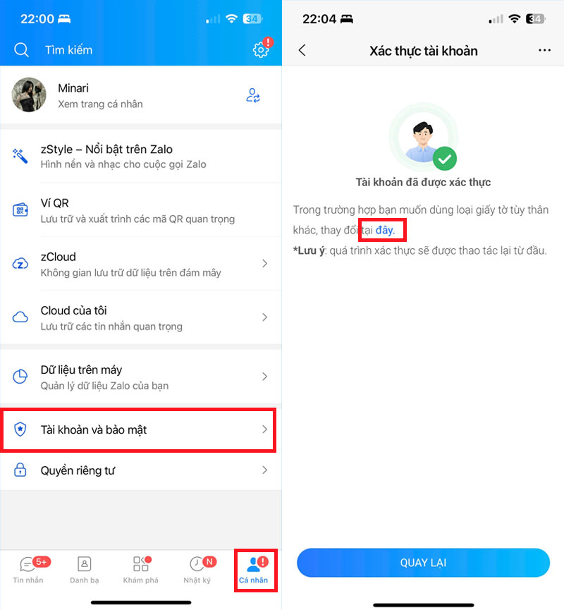 buoc chon cap nhat thong tin xac thuc