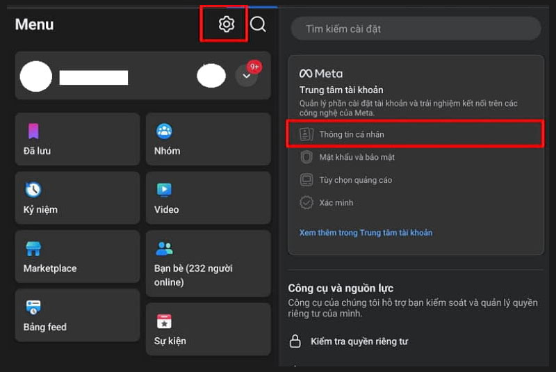 buoc truy cap phan cai dat