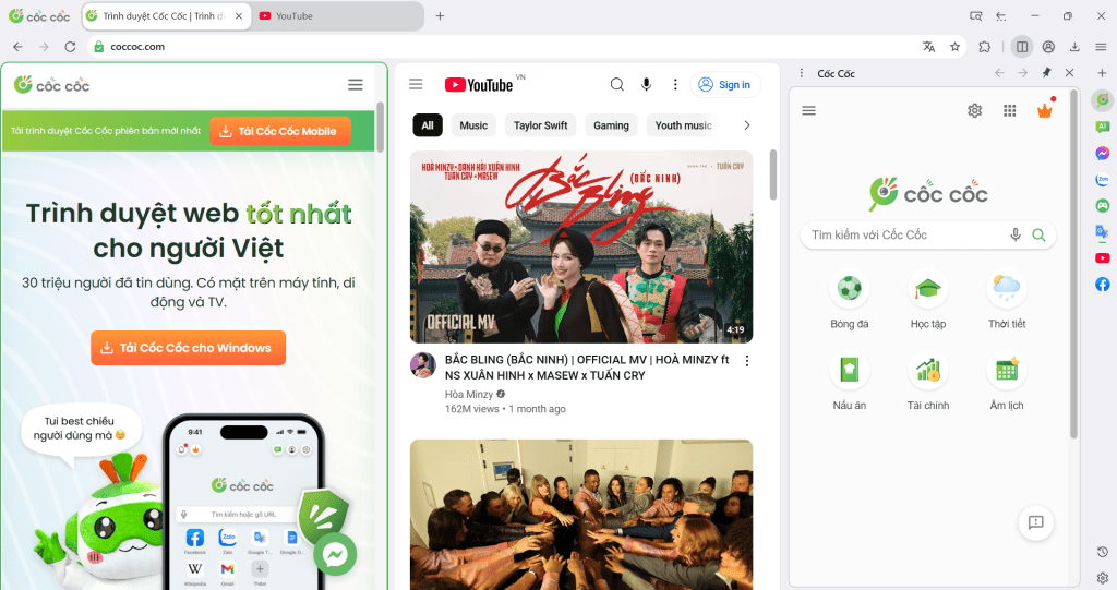 Xem 3 trang web cung luc Xem 3 trang web cùng lúc