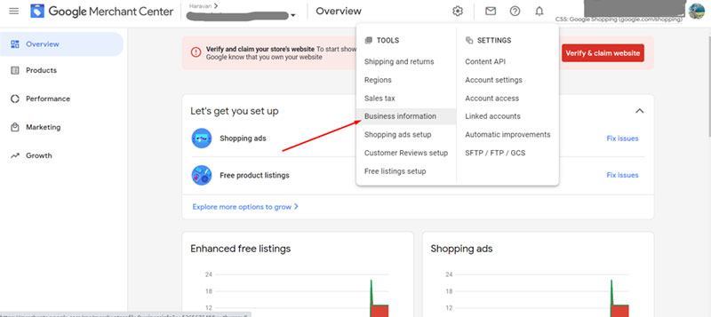 dang ky tai khoan google merchant center