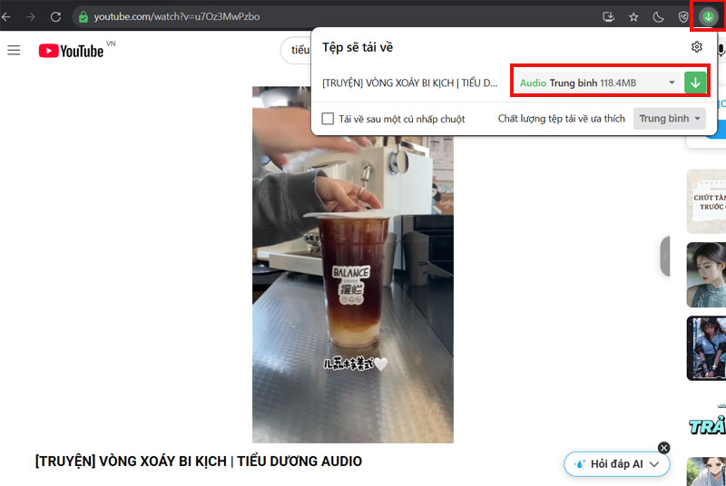 cach tai audio youtube truc tiep tu thanh dia chi