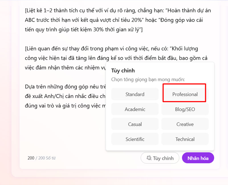 tuy chon phong cach linh hoat