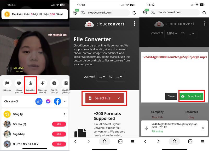 su dung cloudconvert doi video tiktok thanh nhac chuong