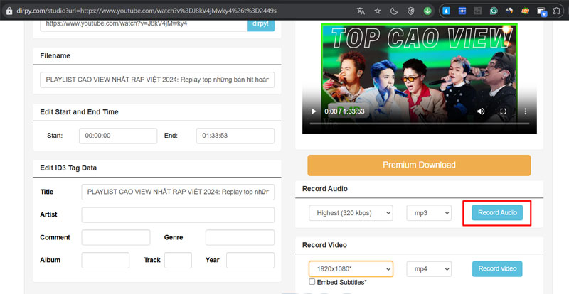 nhan record audio de tai file ve may tinh