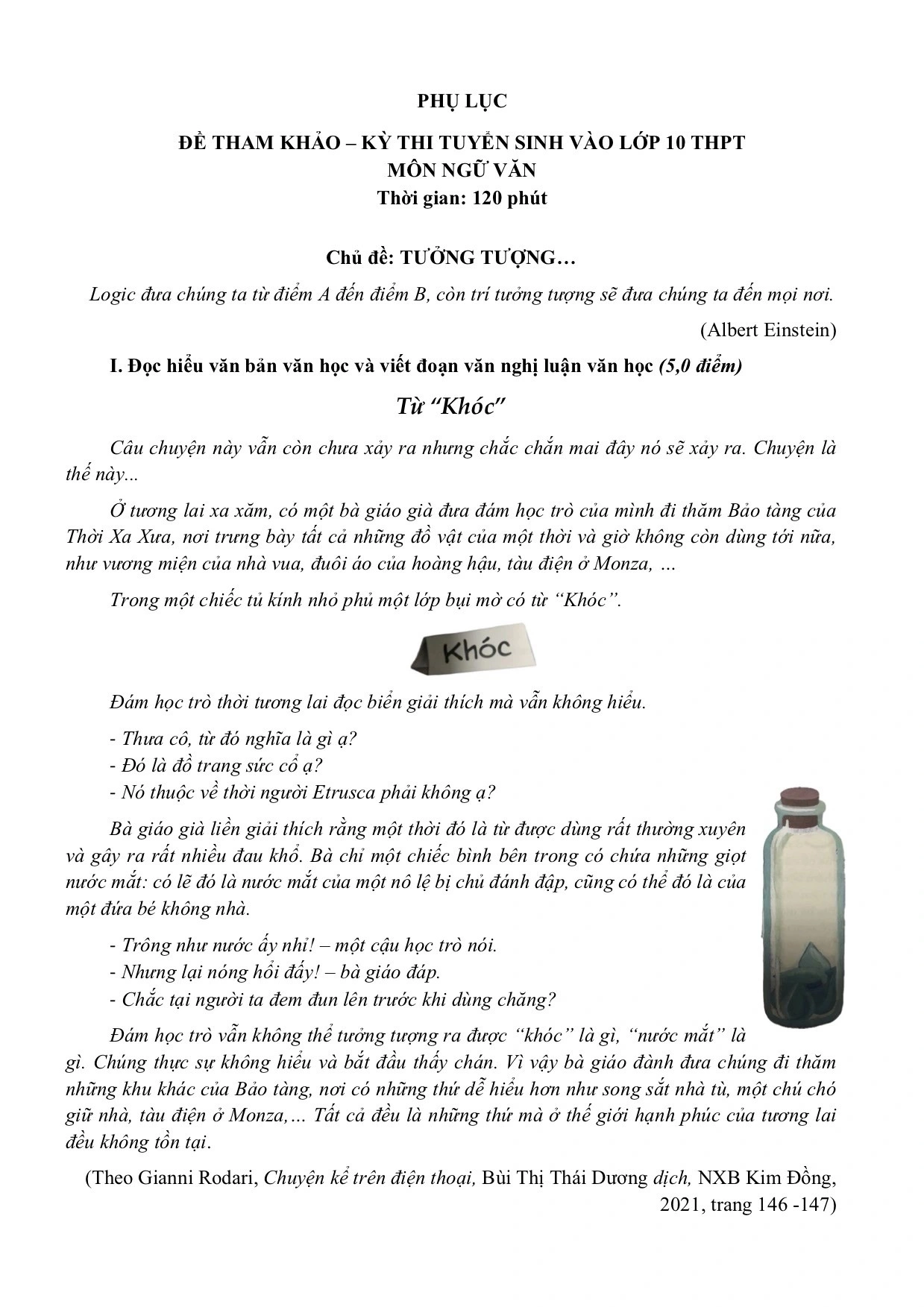 Đề thi mẫu lớp 10 THPT môn Văn 2025