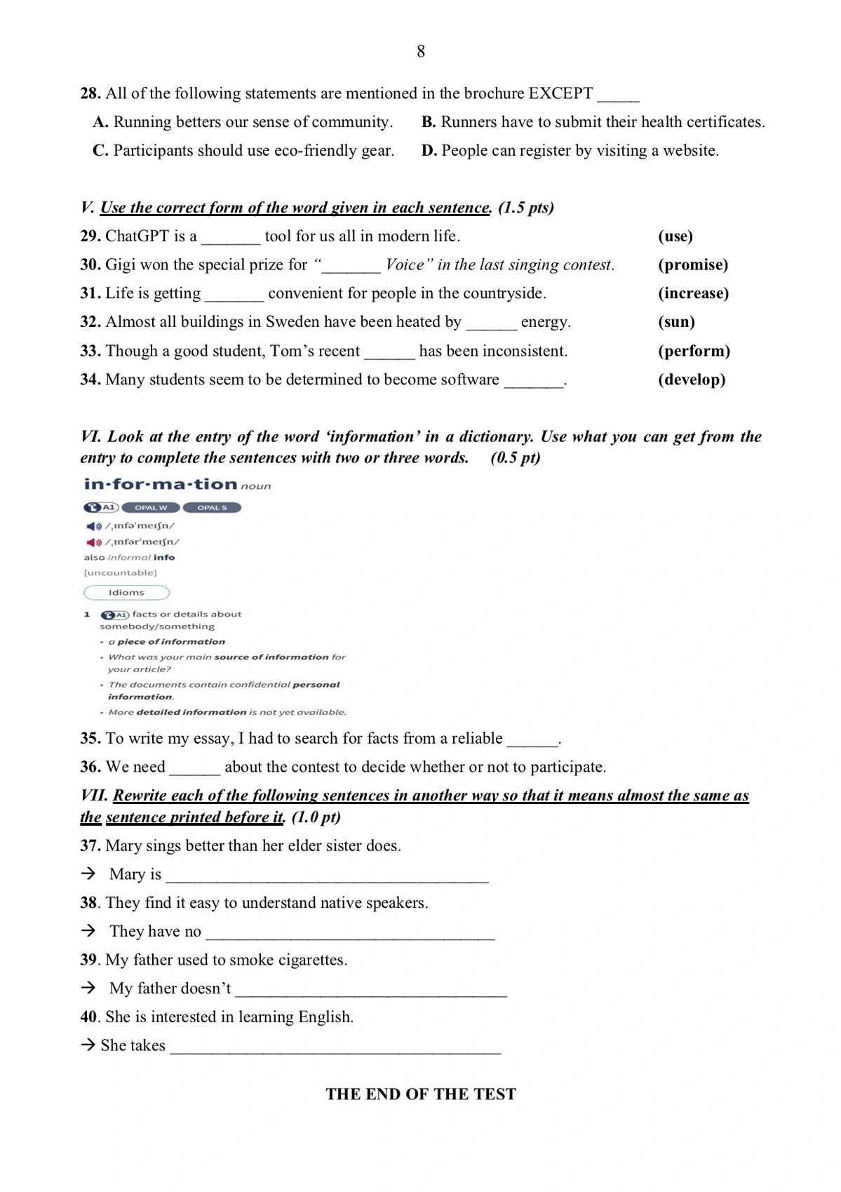 Đề thi mẫu lớp 10 THPT môn Tiếng Anh 2025