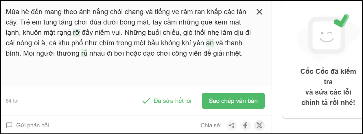Tính năng Kiêm tra chính tả trên Cốc Cốc Học tập 