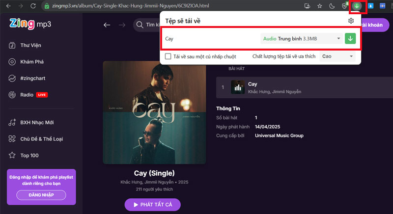 a download nhac mp ve may tinh bang coc coc