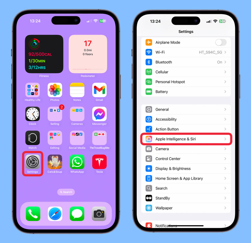 cuon xuong va nhan vao apple intelligence siri