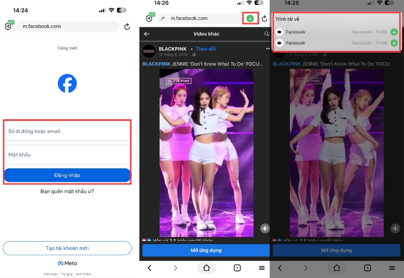 tai clip facebook ve dien thoai bang coc coc