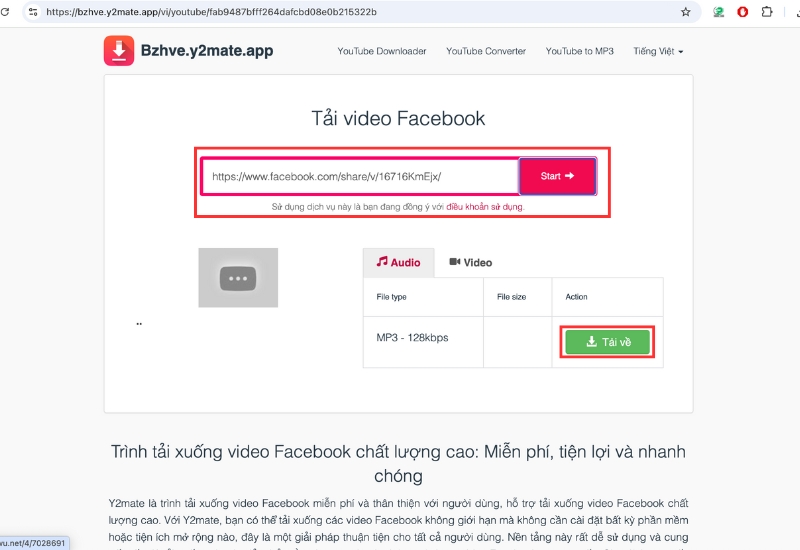huong dan tai clip facebook bang cong cu online khac