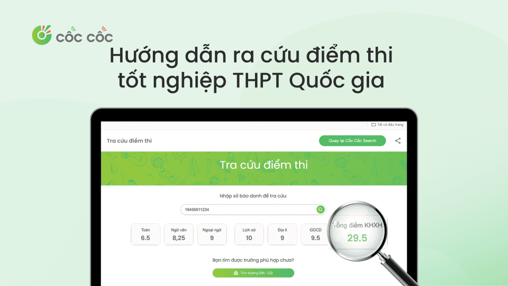 Tra cứu điểm thi tốt nghiệp THPT với Cốc Cốc Học Tập Hướng dẫn ra cứu điểm thi tốt nghiệp THPT Quốc gia