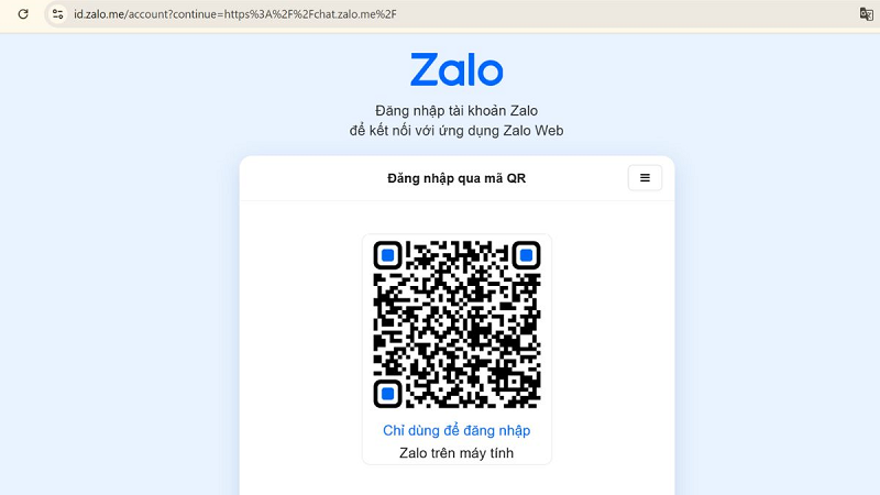 chon dang nhap bang ma qr