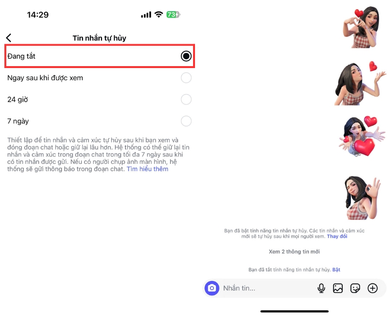 cach tat che do tin nhan tam thoi tren instagram chi trong phut