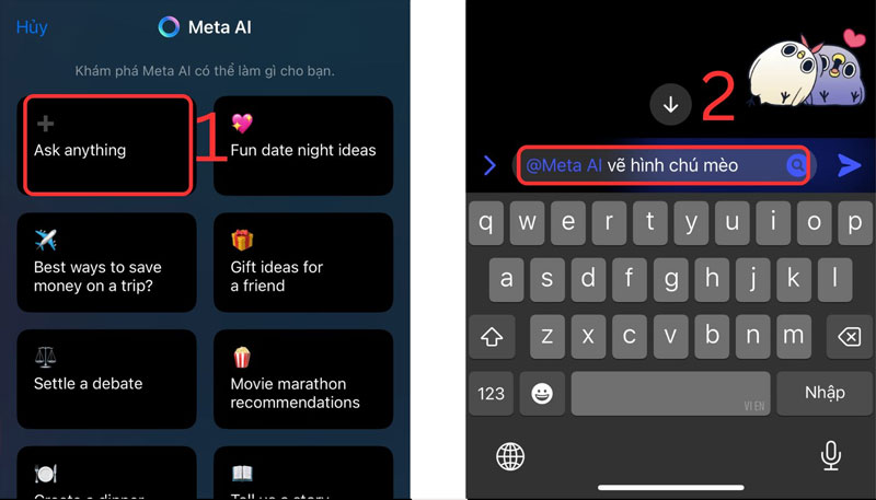 nhan ask anything sau do nhap cau hoi hoac yeu cau ban can meta ai ho tro