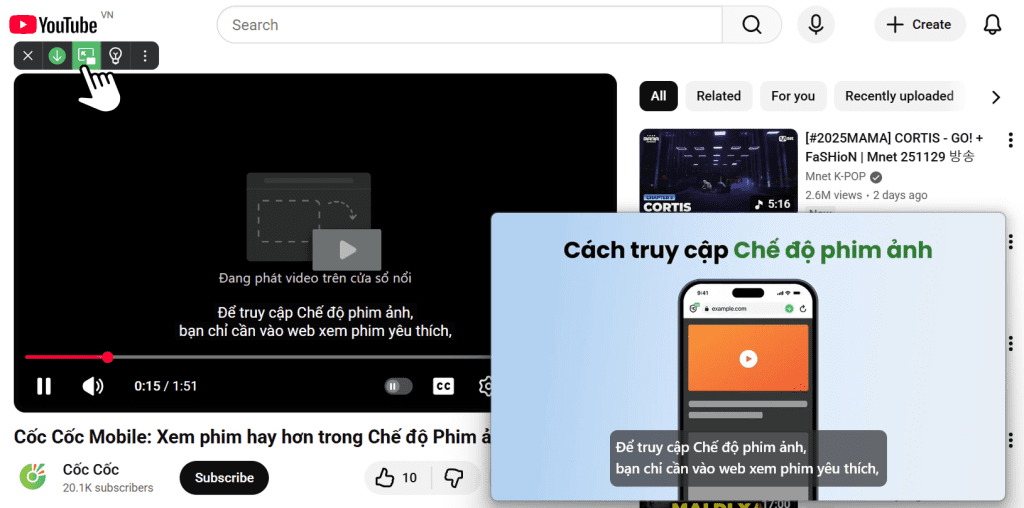 xem video cửa sổ nổi có phụ đề xem video cửa sổ nổi có phụ đề