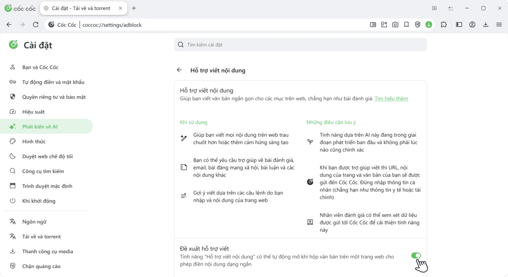bật đề xuất hỗ trợ viết bật đề xuất hỗ trợ viết