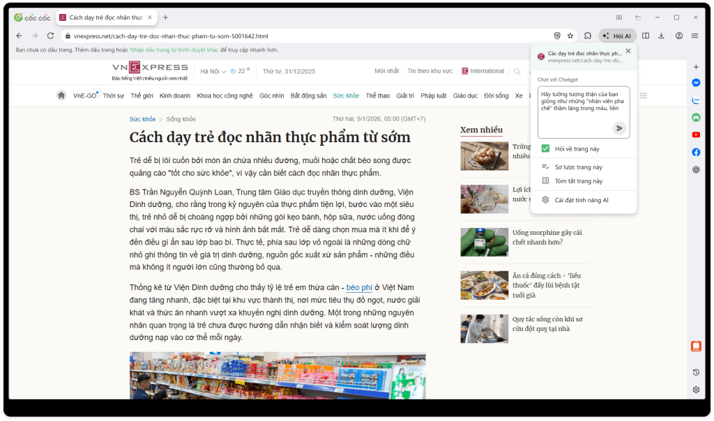 giao diện tính năng Hỏi AI giao diện tính năng Hỏi AI