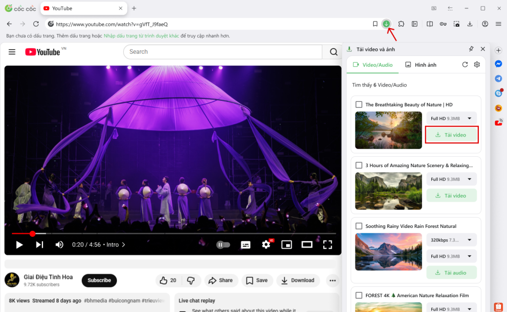 tải video trên thanh bên cốc cốc tải video trên thanh bên cốc cốc